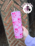 Pink Bow Disco Ball 20oz Double Wall Insulated Metal Tumbler