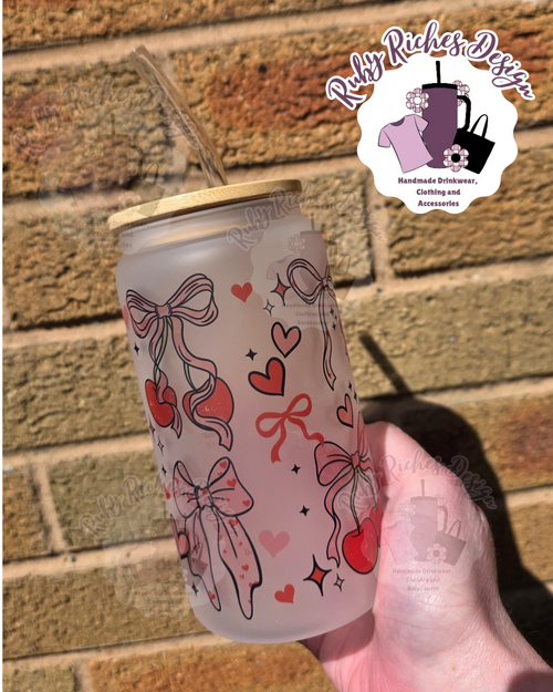 Cherry bows Frosted Glass Tumbler