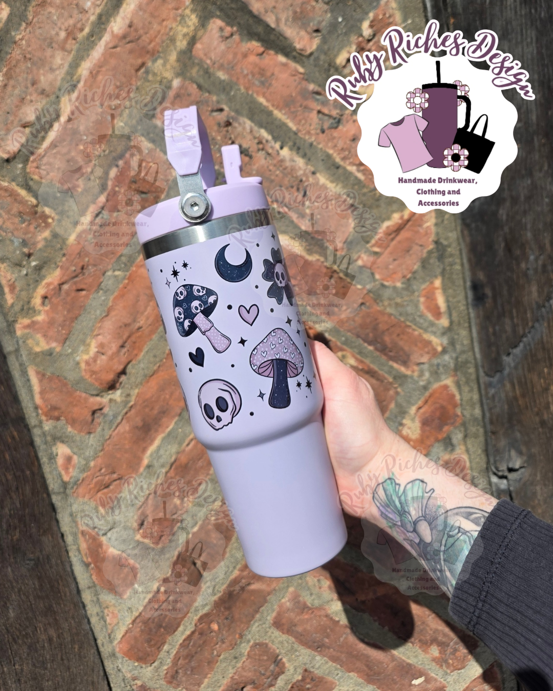 Spooky Shrooms 30oz Flip Lid Leakproof Metal Tumbler
