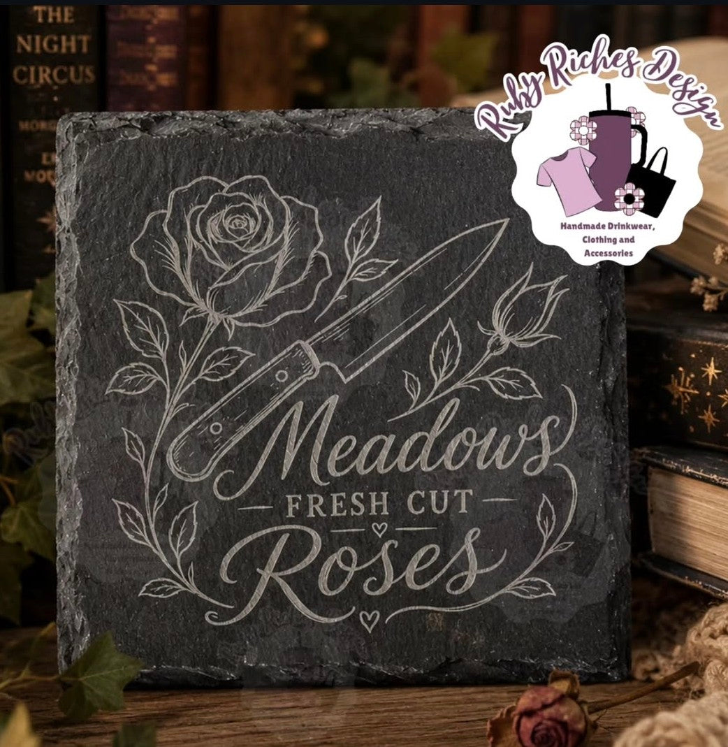 Dark Romance Theme Zade Engraved Slate Coaster