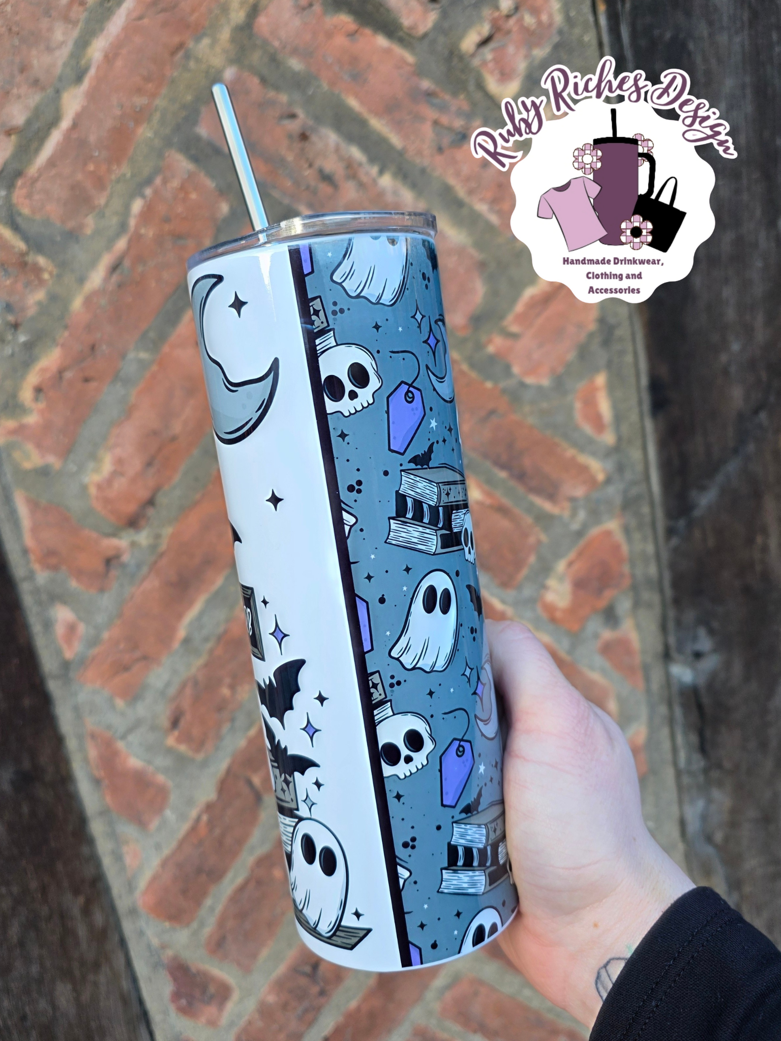 Do Not Disturb Ghostie Book Theme 20oz Double Wall Insulated Metal Tumbler