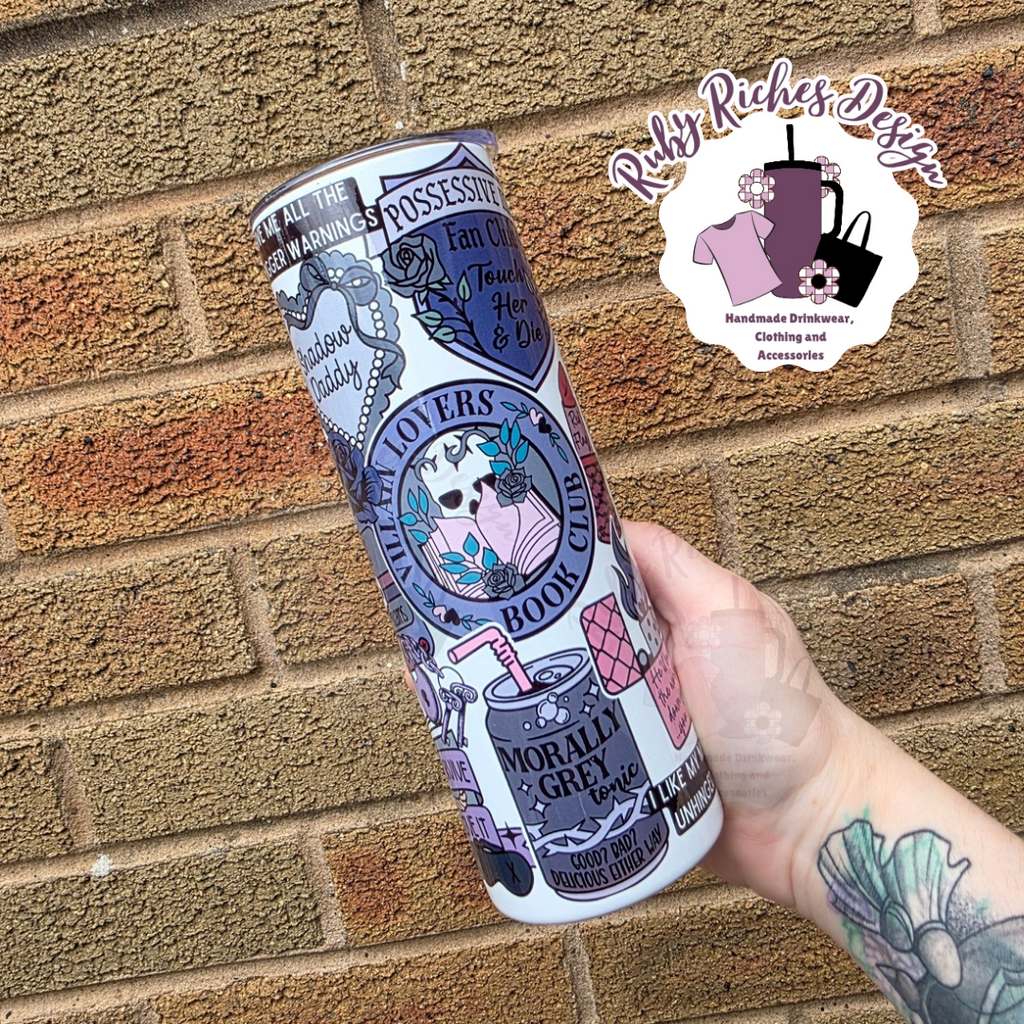 Villan Lovers White Background 20oz Double Wall Insulated Metal Tumbler