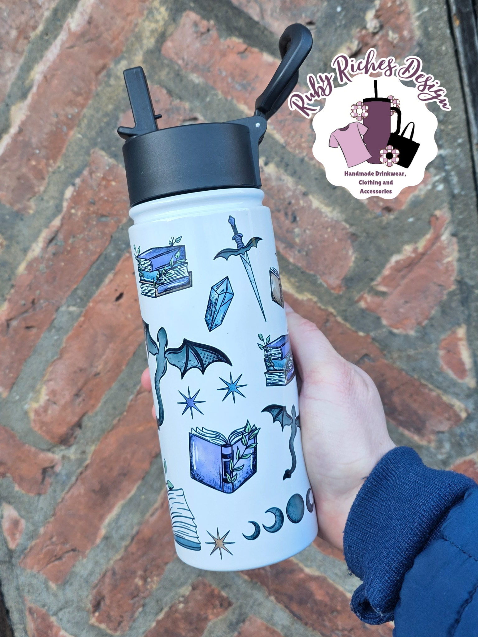 Dragon Fantasy Book Theme Flip Lid Tumbler