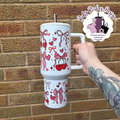Cherry Bows Theme 40oz Double Wall Insulated Metal Tumbler