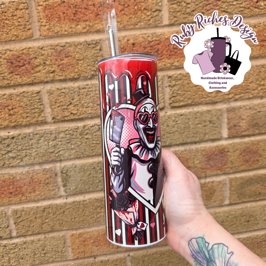 Eat Your Heart Out, Art The Clown 20oz Double Wall Insulated Metal Tumbler