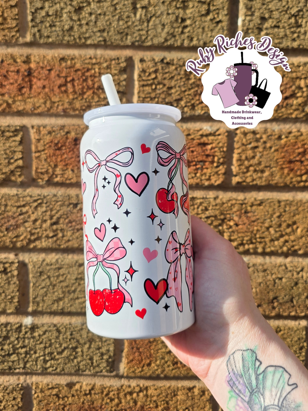 Cherry Bows 16oz Double Wall Insulated Metal Tumbler