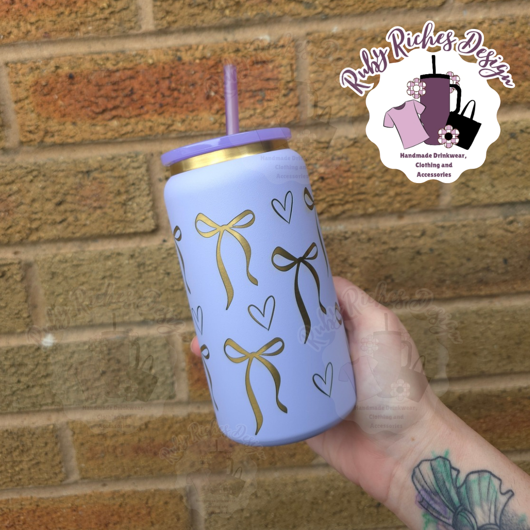 Plated Gold Bows 16oz double wall insulated metal tumbler
