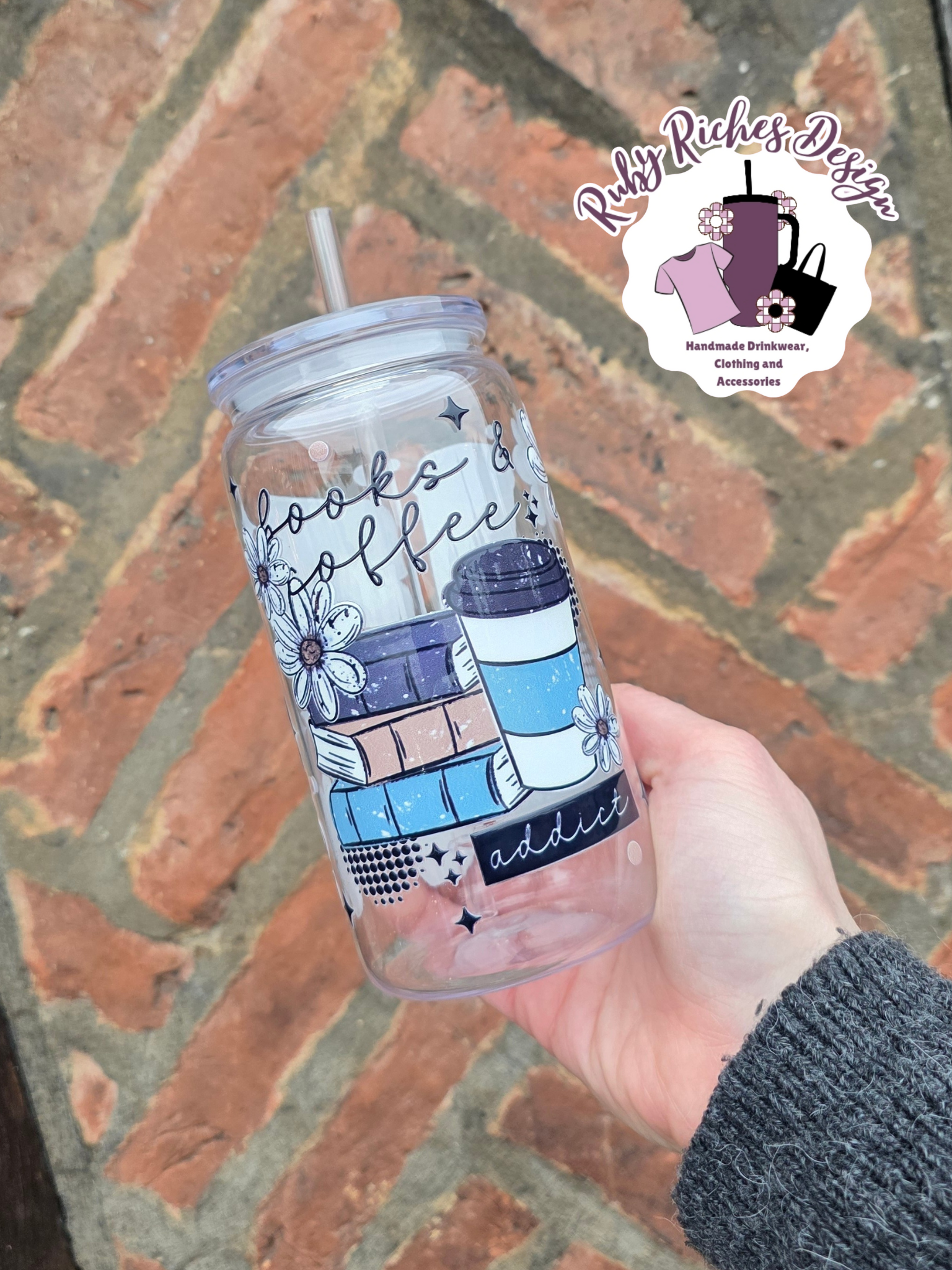 Books & Coffee Plastic Tumbler