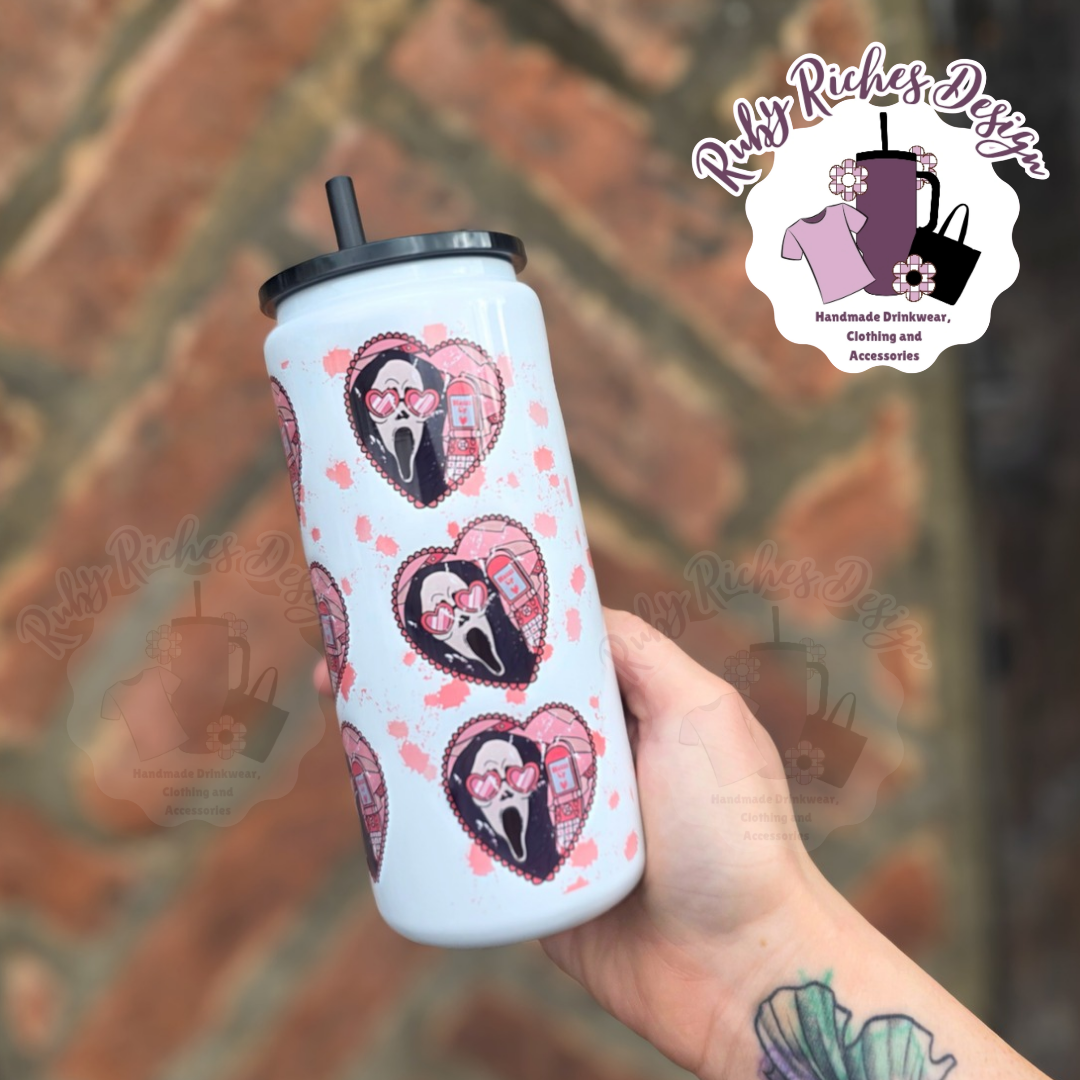 Ghost Face Hearts 16oz Skinny Metal Tumbler