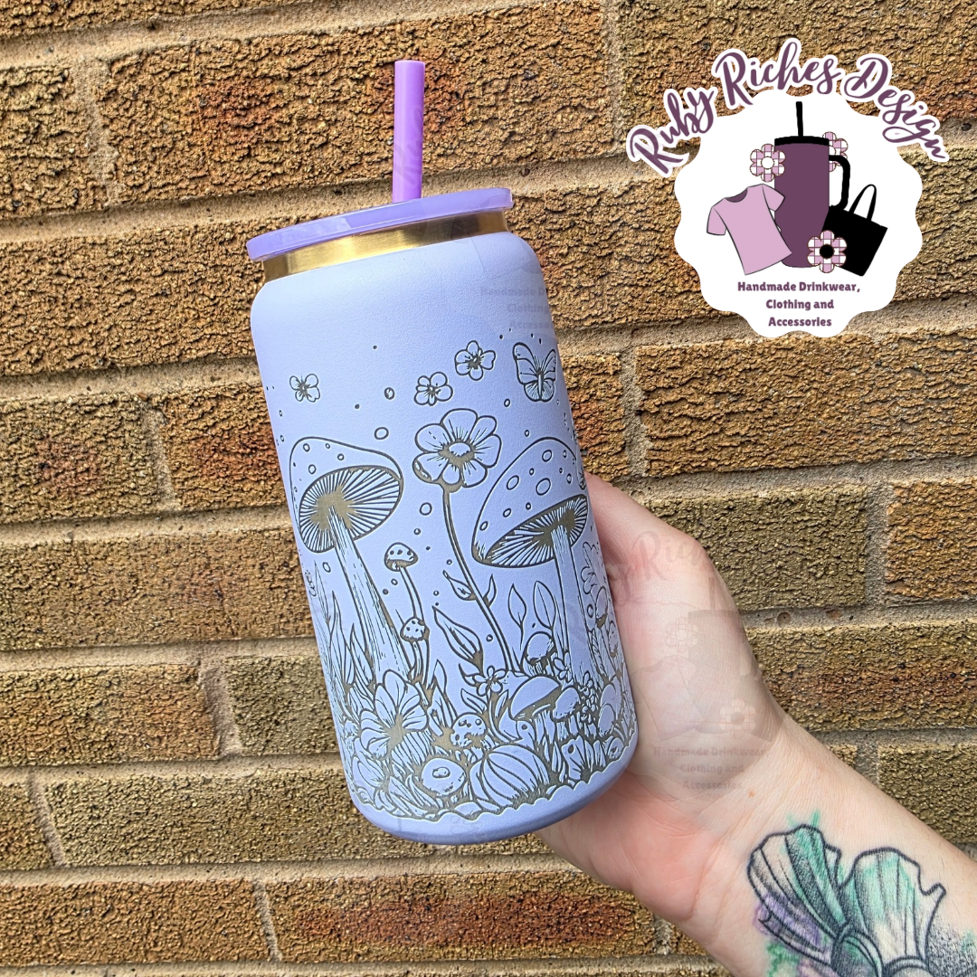 Whimsical Gold Plated Engraved Doubled Walled 16oz Metal Tumbler