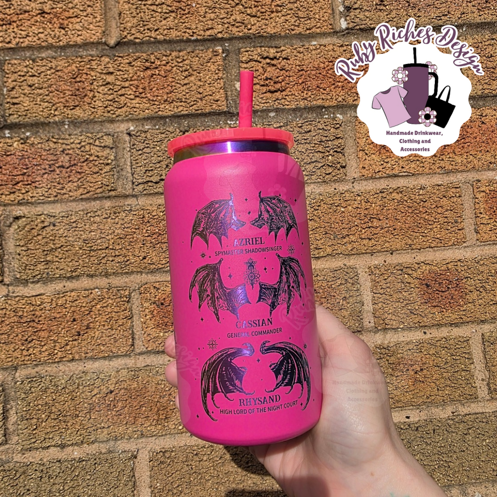 Bright Pink Rainbow Plated The Bat Boys 16oz Engraved Tumbler