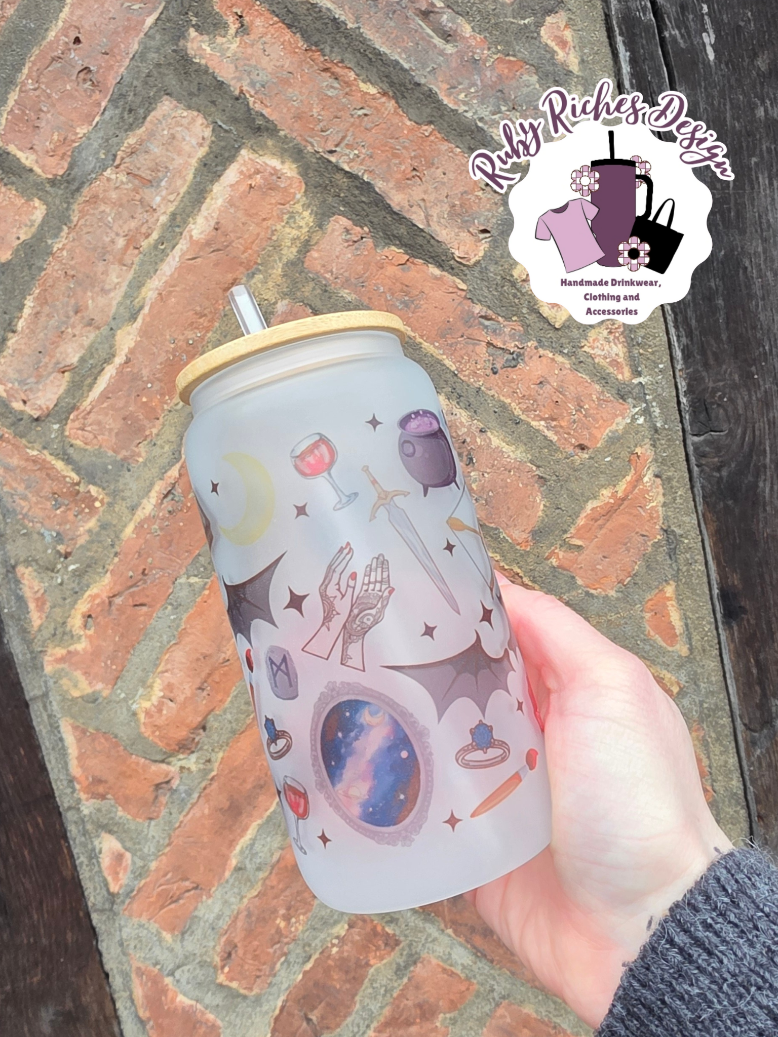 ACOTAR Bookish Theme 16oz Frosted Glass Tumbler With Bamboo Lid