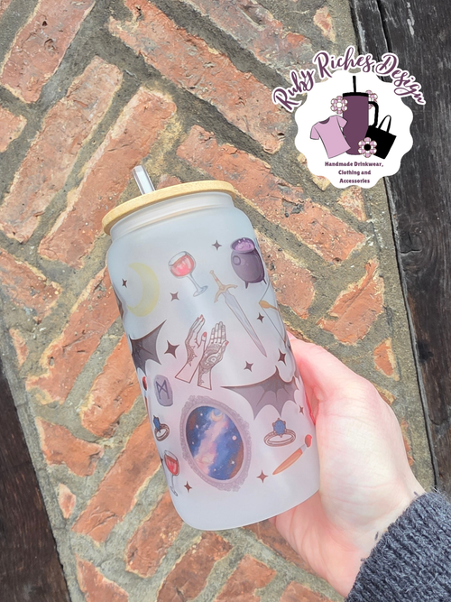 ACOTAR Bookish Theme 16oz Frosted Glass Tumbler With Bamboo Lid