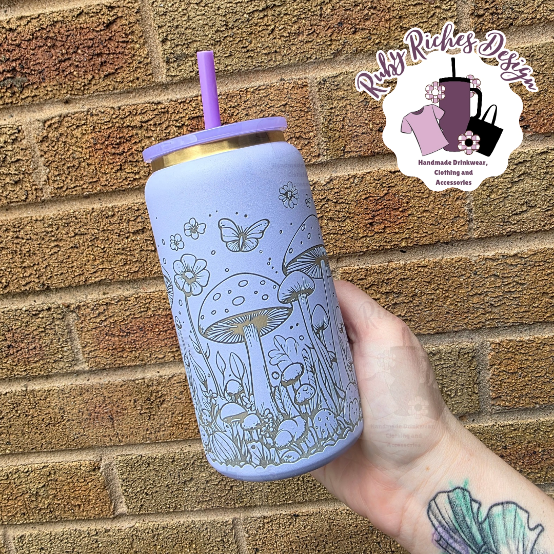 Whimsical Gold Plated Engraved Doubled Walled 16oz Metal Tumbler