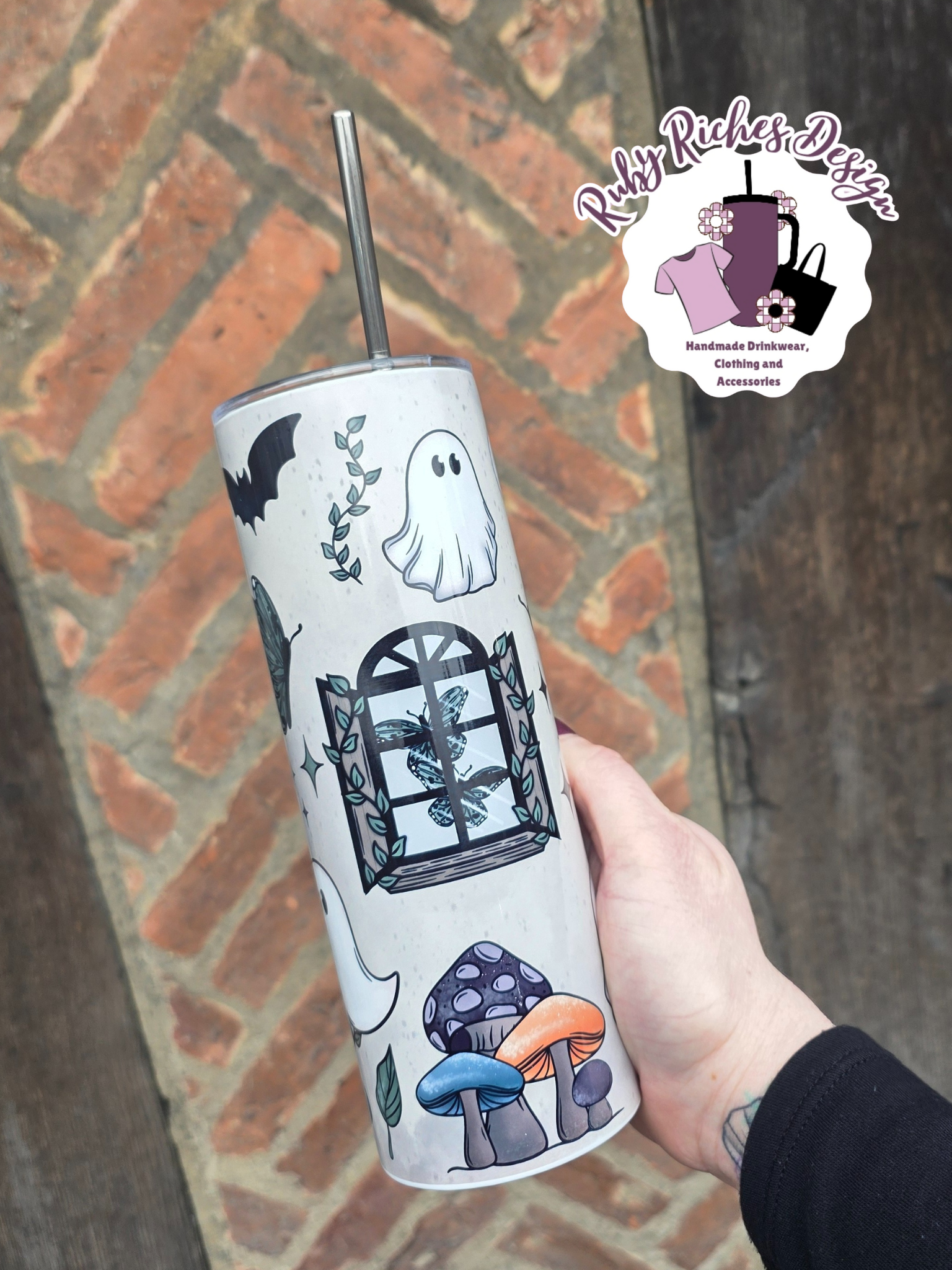 Cottagcore Ghost Theme 20oz Double Wall Insulated Metal Tumbler