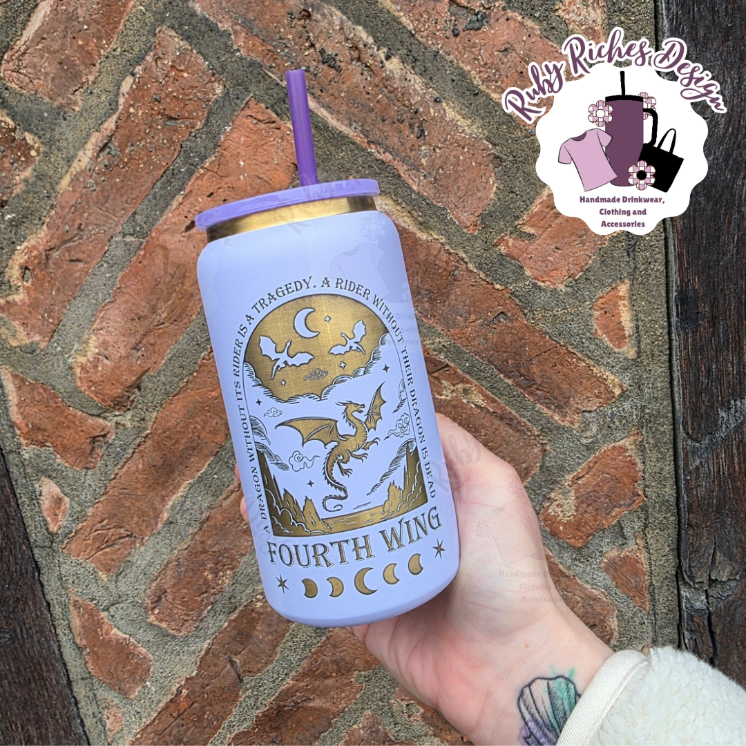 Fourth Wing 16oz Engraved Gold Plated Double Wall Insulated Metal Tumbler
