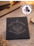 Lost In The Pages Book Theme Slate Coaster