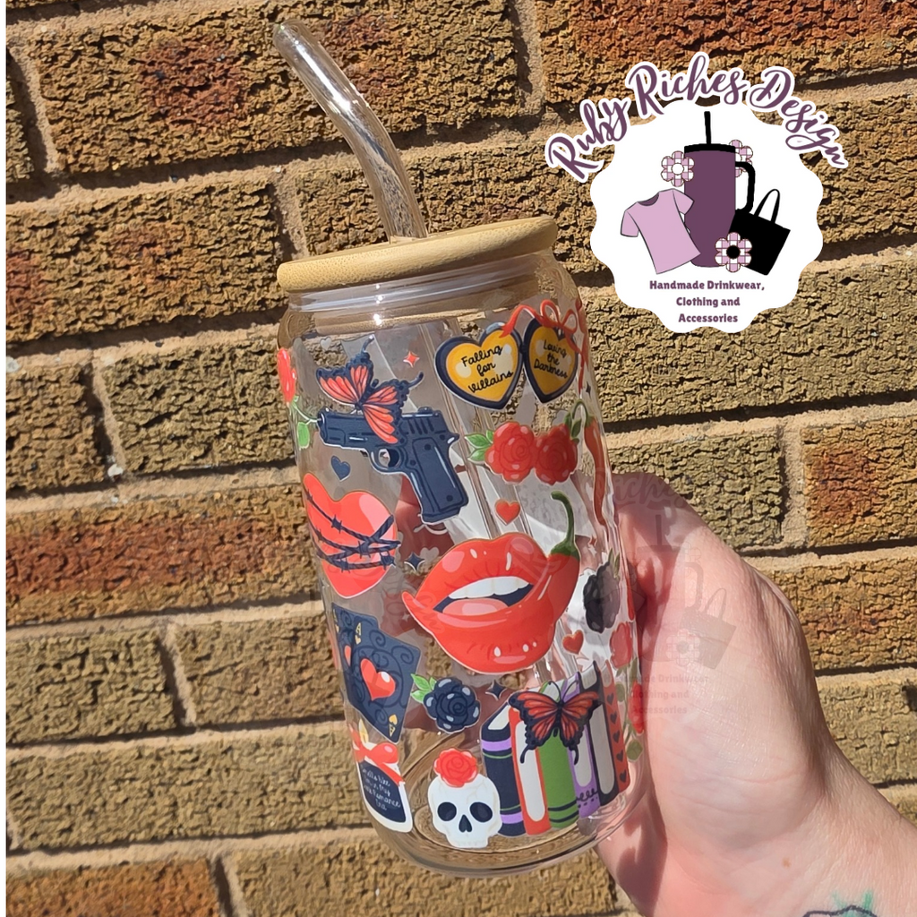 Dark Romance Theme Glass Tumbler
