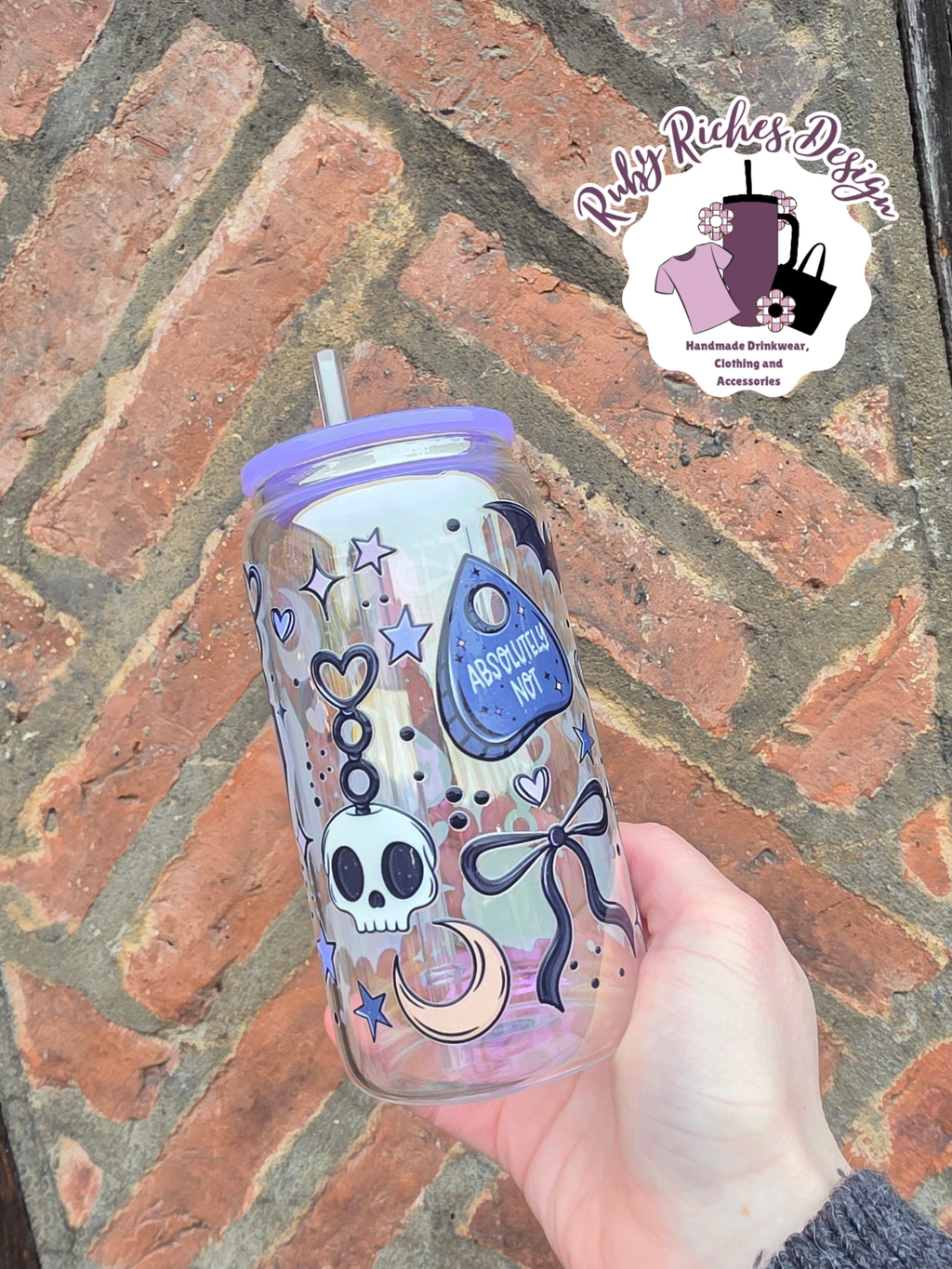 Absolutely Not Spooky Style Holographic Glass Tumbler