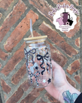 Printed Bows Leapord Glass Tumbler