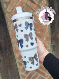 Printed Bows 30oz Leakproof Flip Lid Metal Tumbler