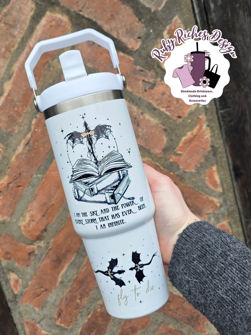 Bookish Fourth Wing Theme 30oz Leakproof Flip Lid Metal Tumbler