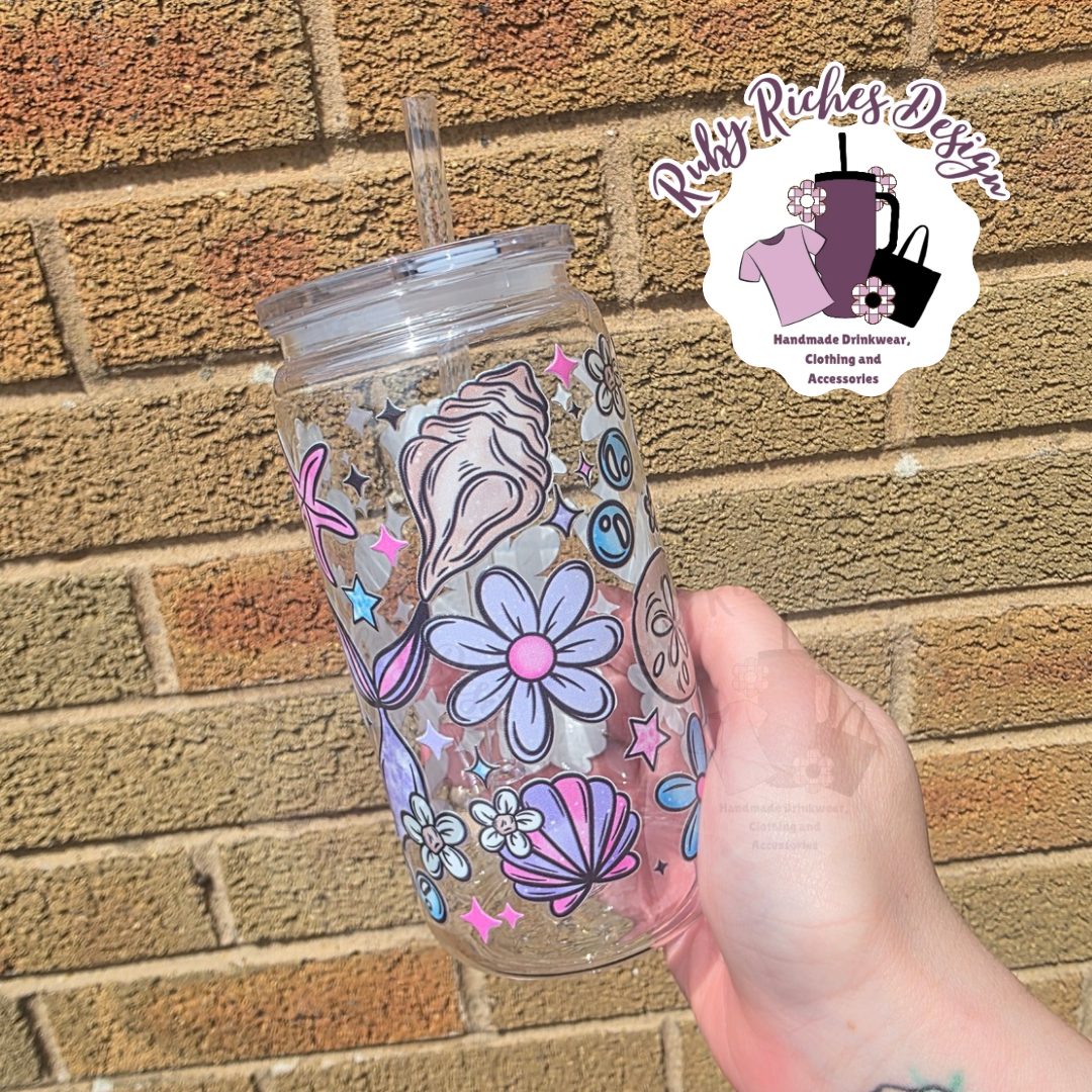 Mermaid Sea Theme 16oz Plastic Tumbler With Vaccum Lid