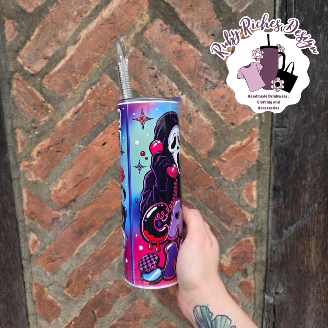 Ghost Face Movies Theme 20oz Double Wall Insulated Metal Tumbler