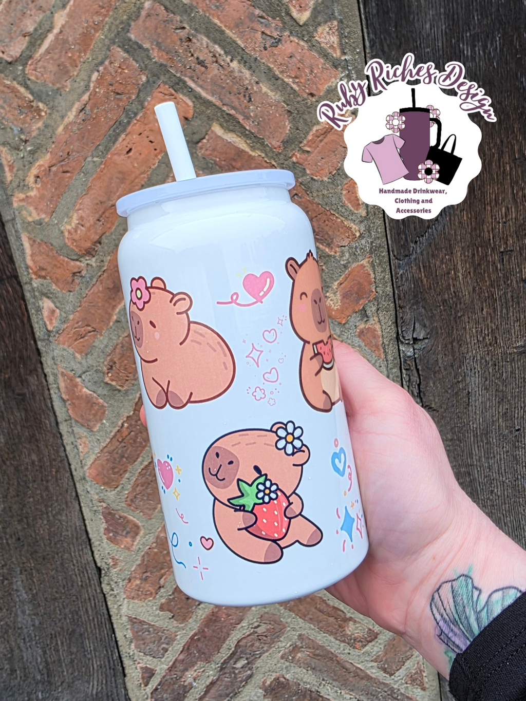 Capybara Theme 16oz Double Wall Insulated Metal Tumbler