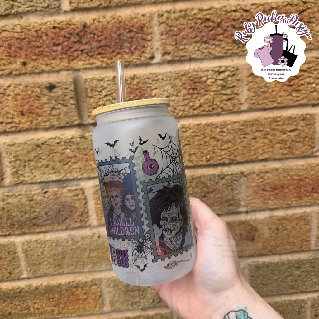 Hocus Pocus Theme 16oz Frosted Glass Tumbler