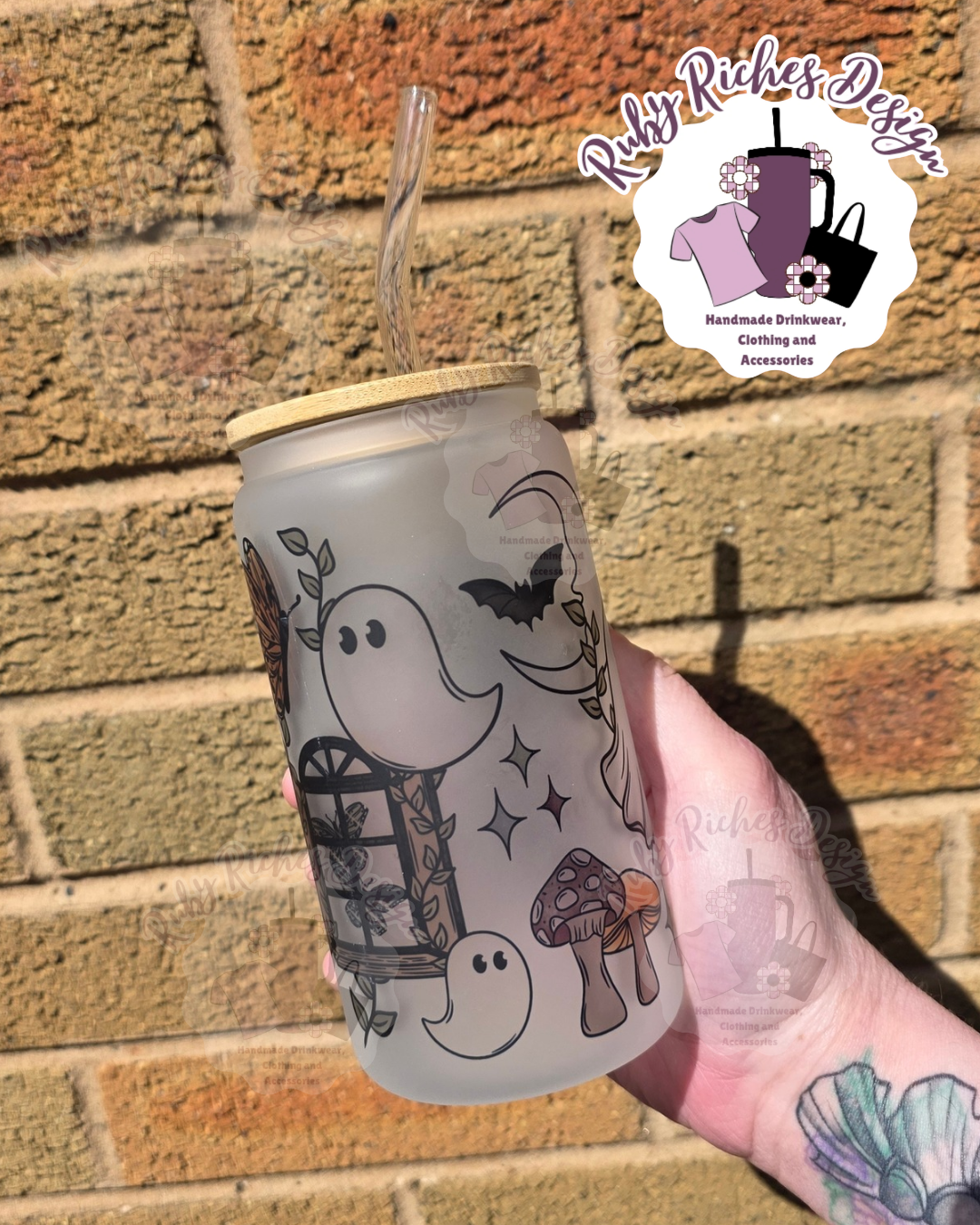 Cottagecore Ghostie Frosted Glass Tumbler