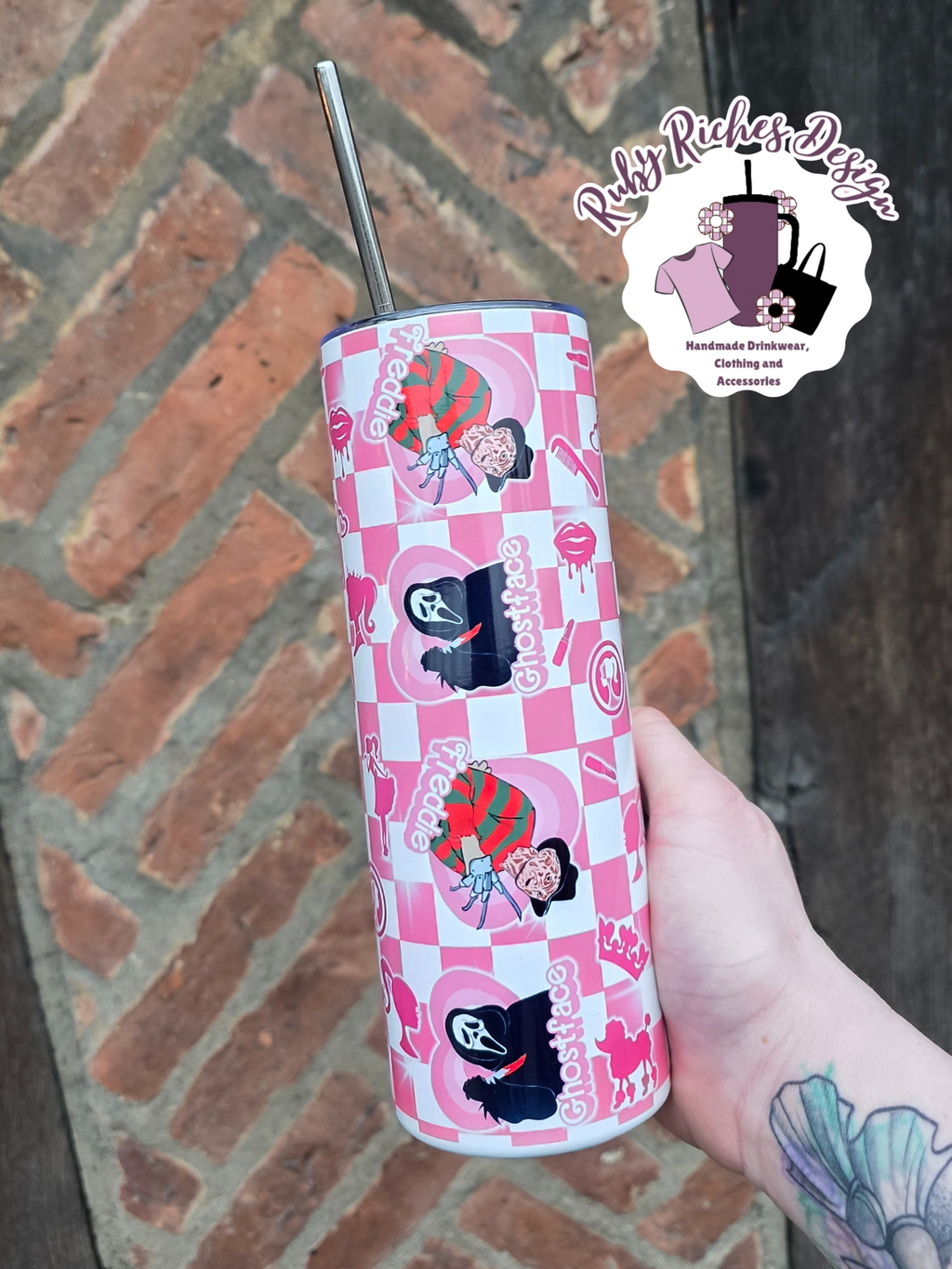 Horror Charachter Hearts Double wall insulated metal tumbler