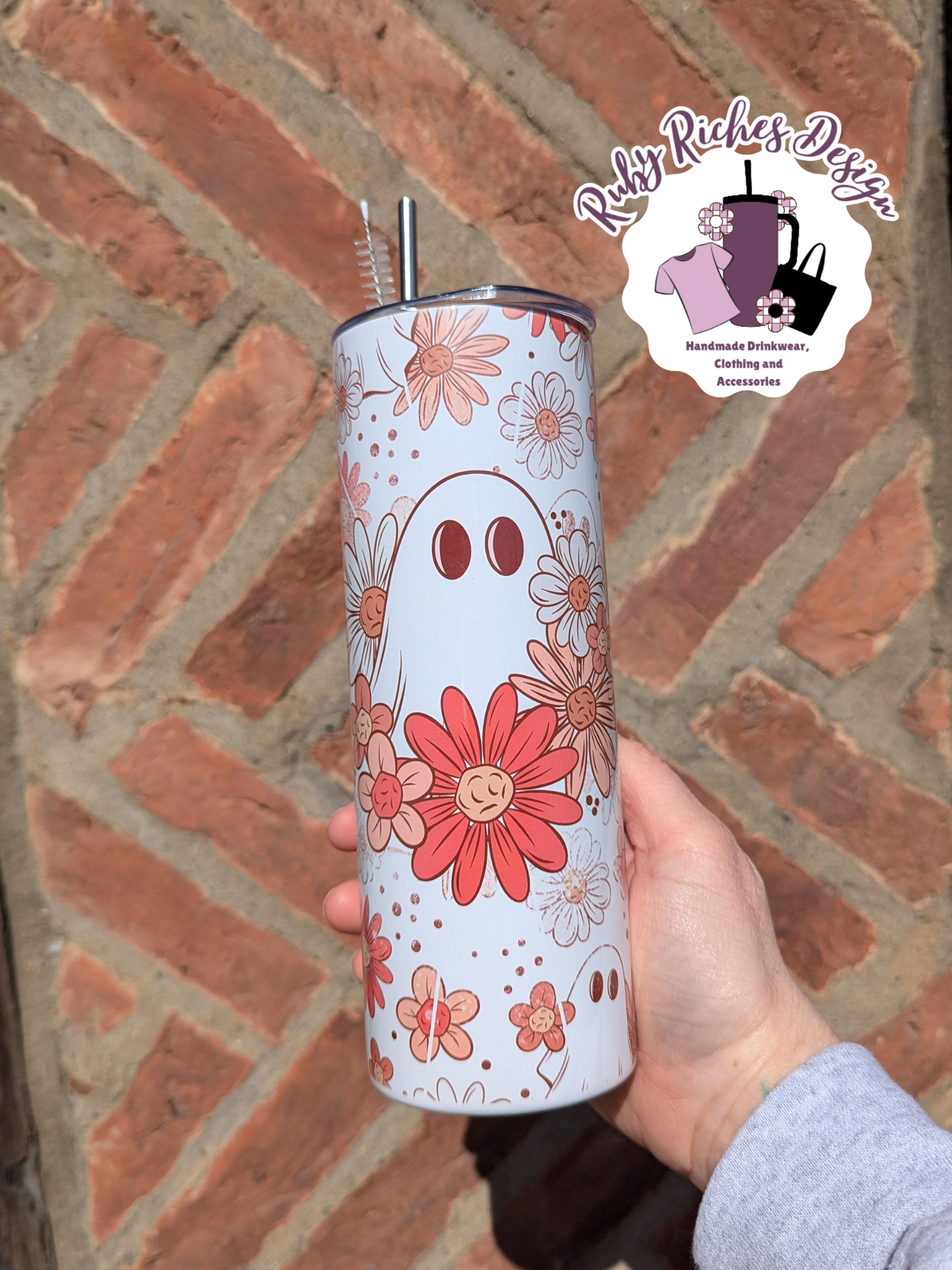 Floral Ghost Double Wall Insulated Metal Tumbler