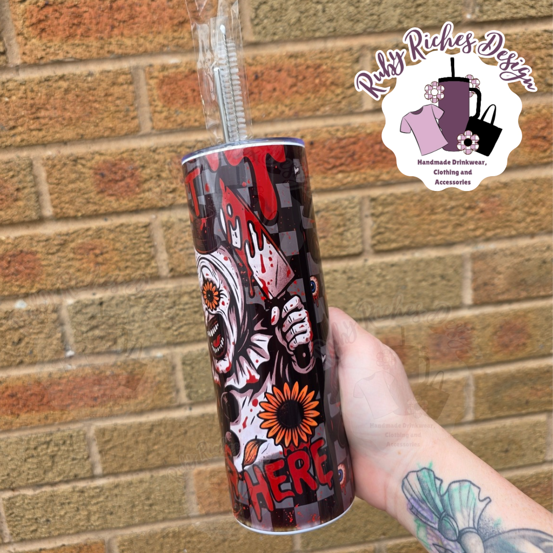 Art Was Here, Sunflower Clown Theme 20oz Double Wall Insulated Metal Tumbler