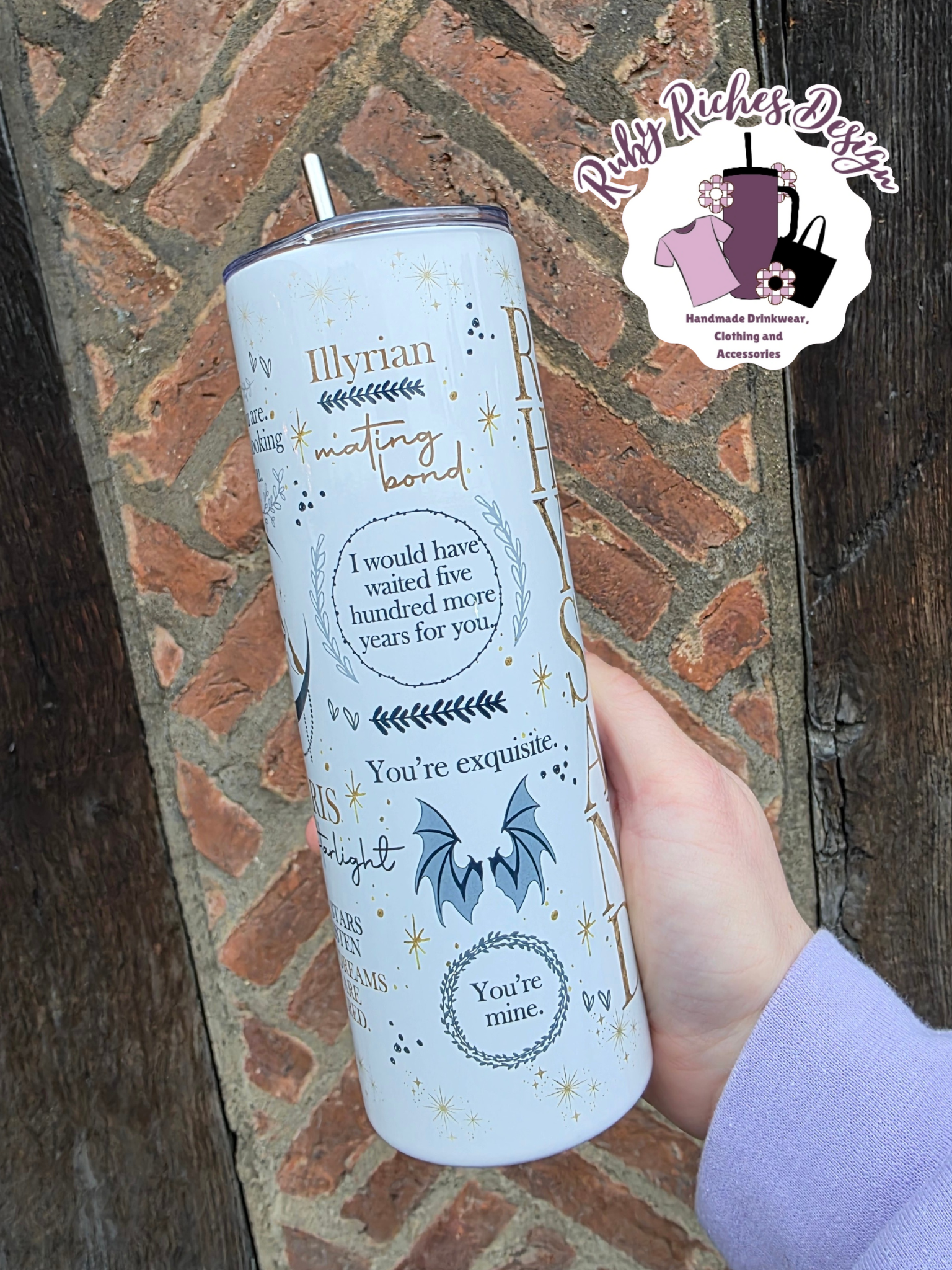 A Court Of Thrones And Roses Theme 20oz Double Wall Insulated Metal Tumbler