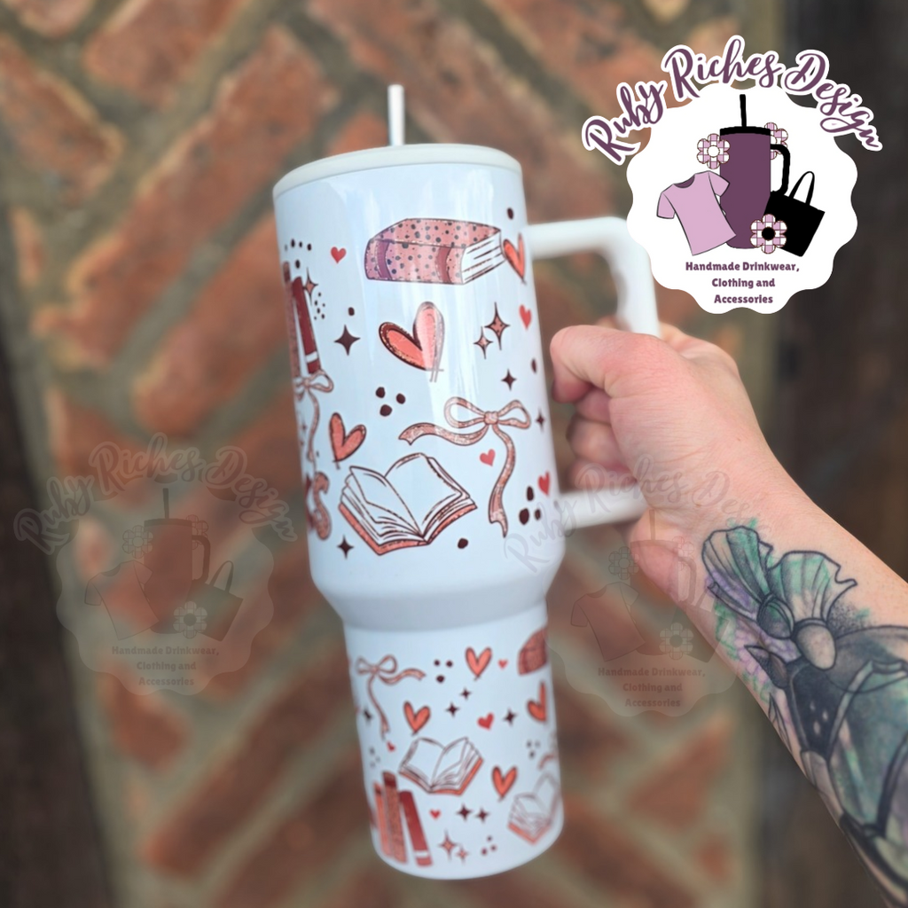 Bookish Bows & Spots 40oz Double Wall Insulated Metal Tumbler