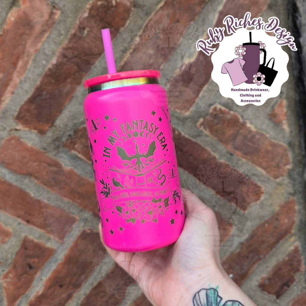 In My Fantasy Era Bookish Engraved Rainbow Plated Metal Tumbler