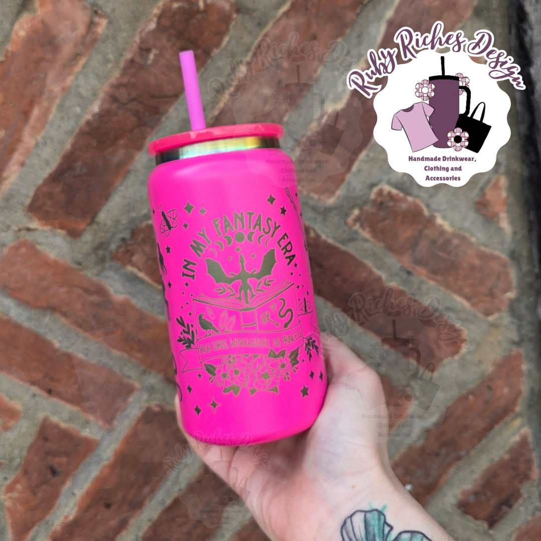 In My Fantasy Era Bookish Engraved Rainbow Plated Metal Tumbler