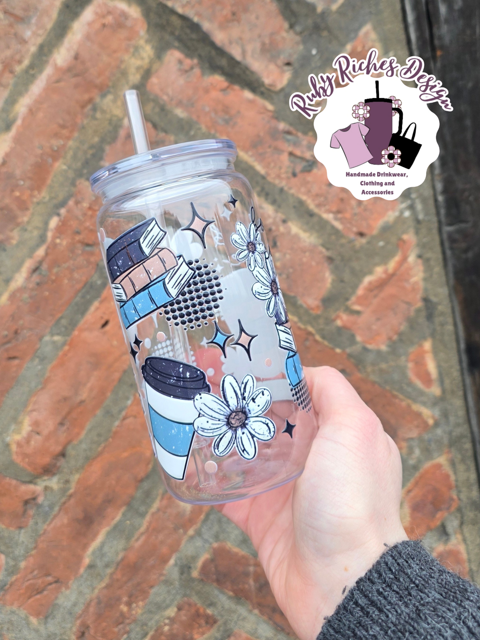 Books & Coffee Plastic Tumbler