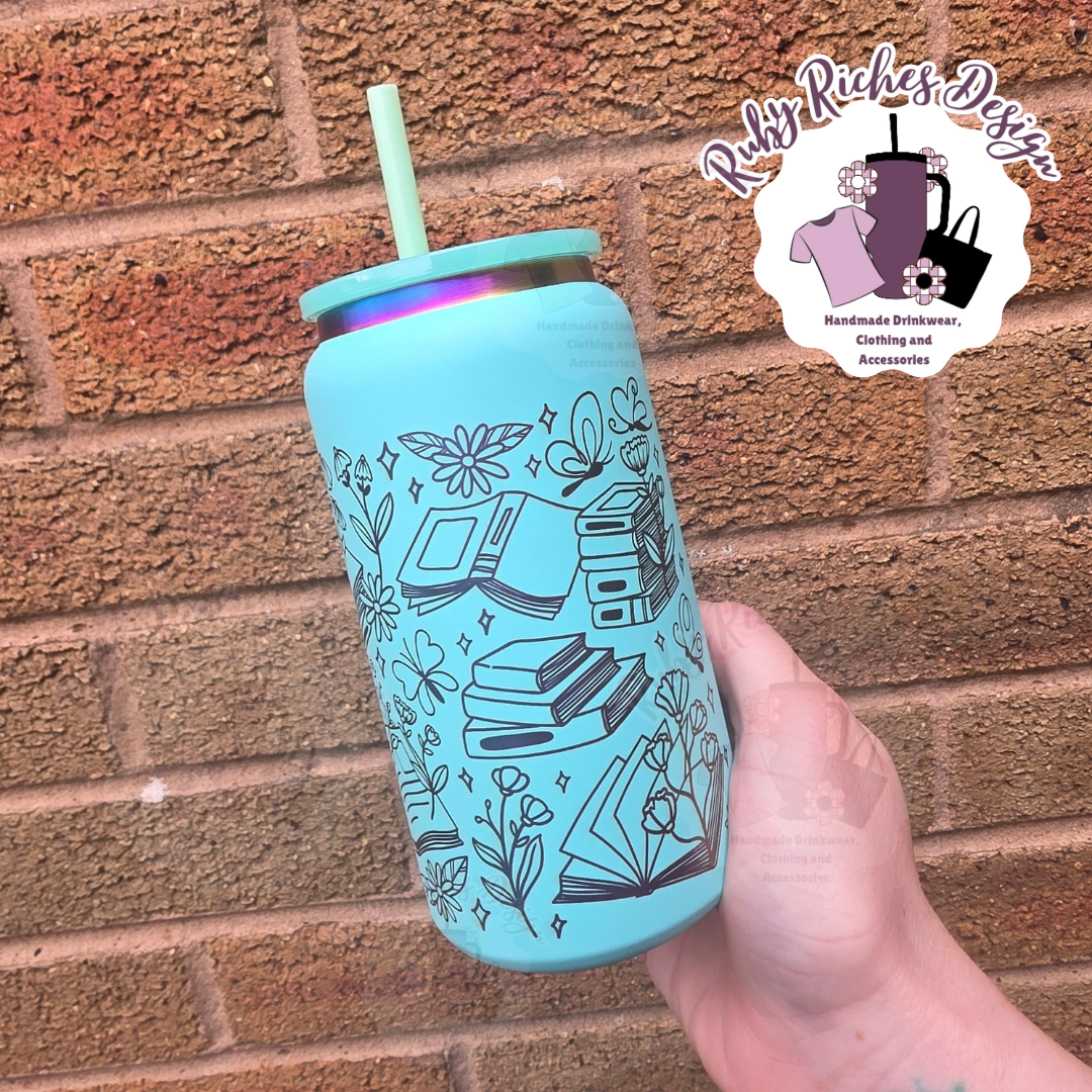 Teal Rainbow Plated Engraved Sorry im all booked up 16oz Double Wall Insulated Metal Tumbler