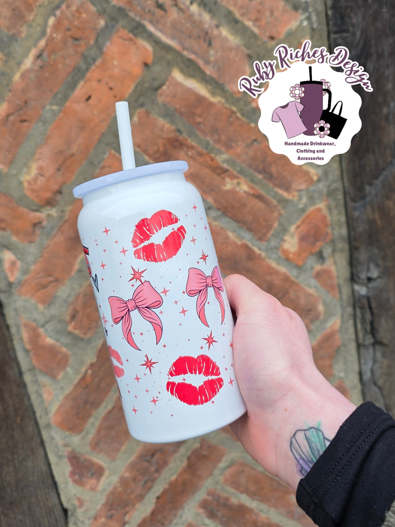 Diet Drink Bow Theme 16oz Double Wall Insulated Metal Tumbler