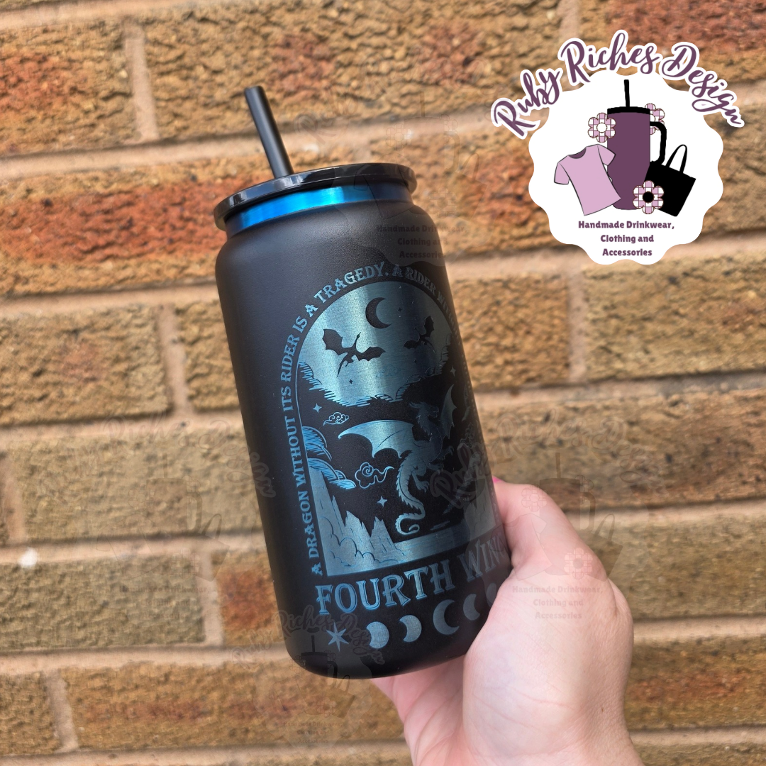 Blue Plated Fourth Wing Theme Engraved 16oz Tumbler