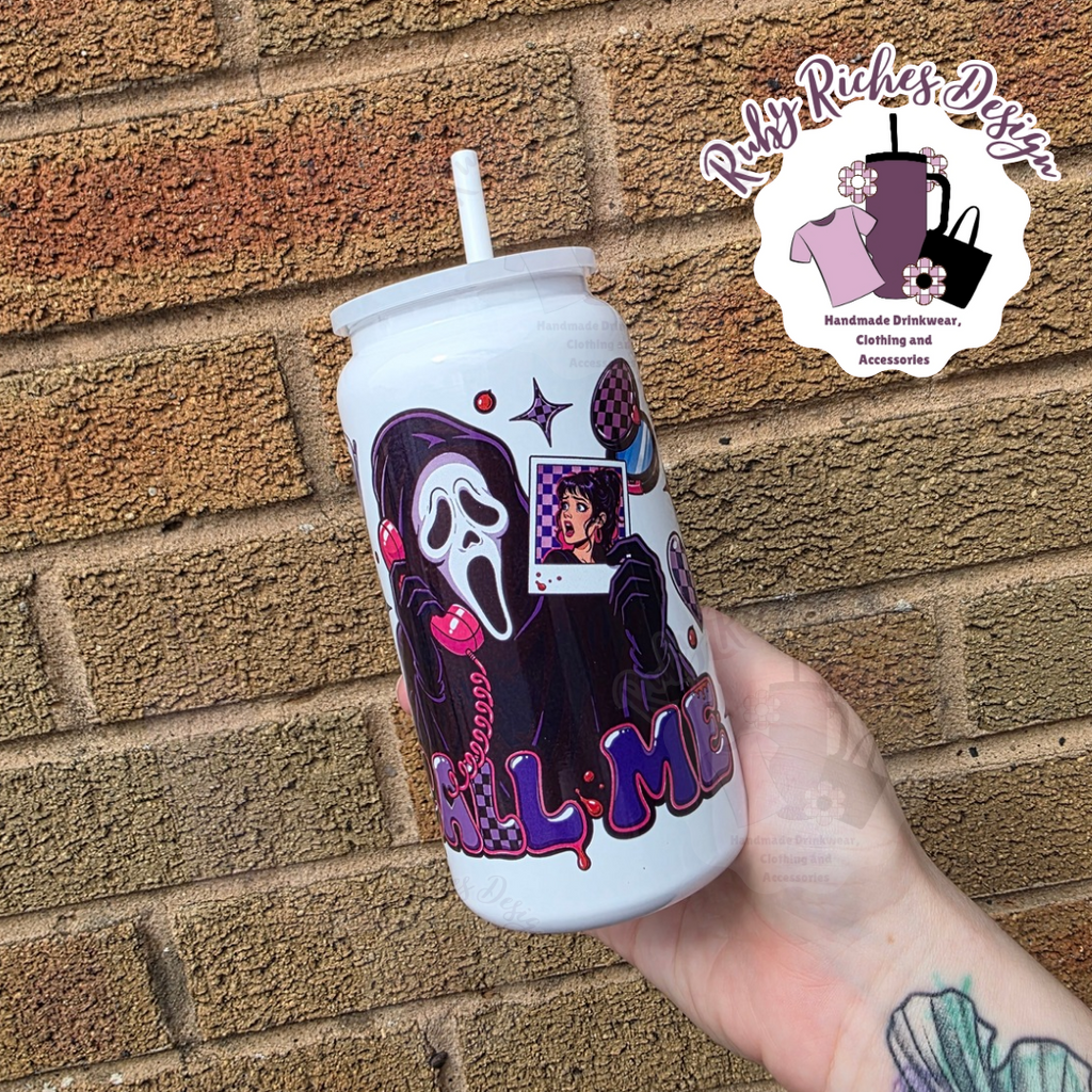 Ghost face movie theme 16oz double wall insulated metal tumbler