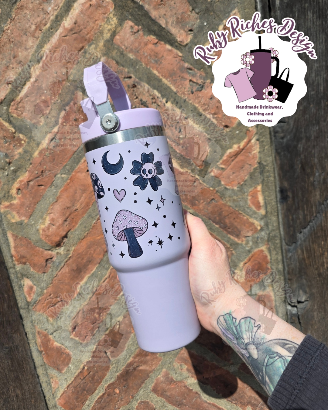 Spooky Shrooms 30oz Flip Lid Leakproof Metal Tumbler