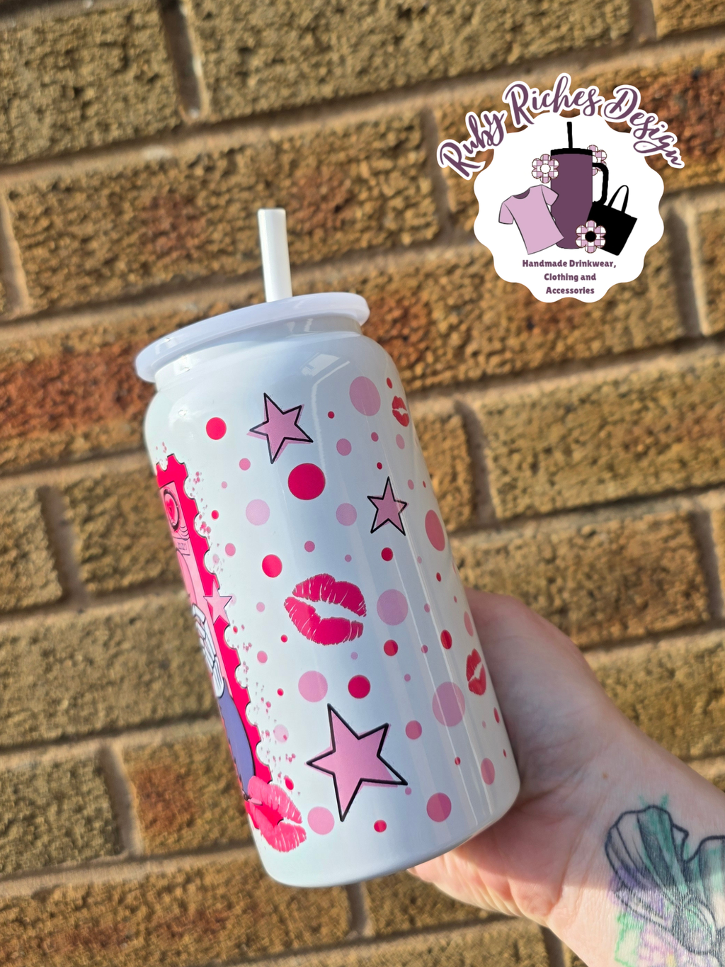 Ghost Face Stamp Style 16oz Double Wall Insulated Metal Tumbler