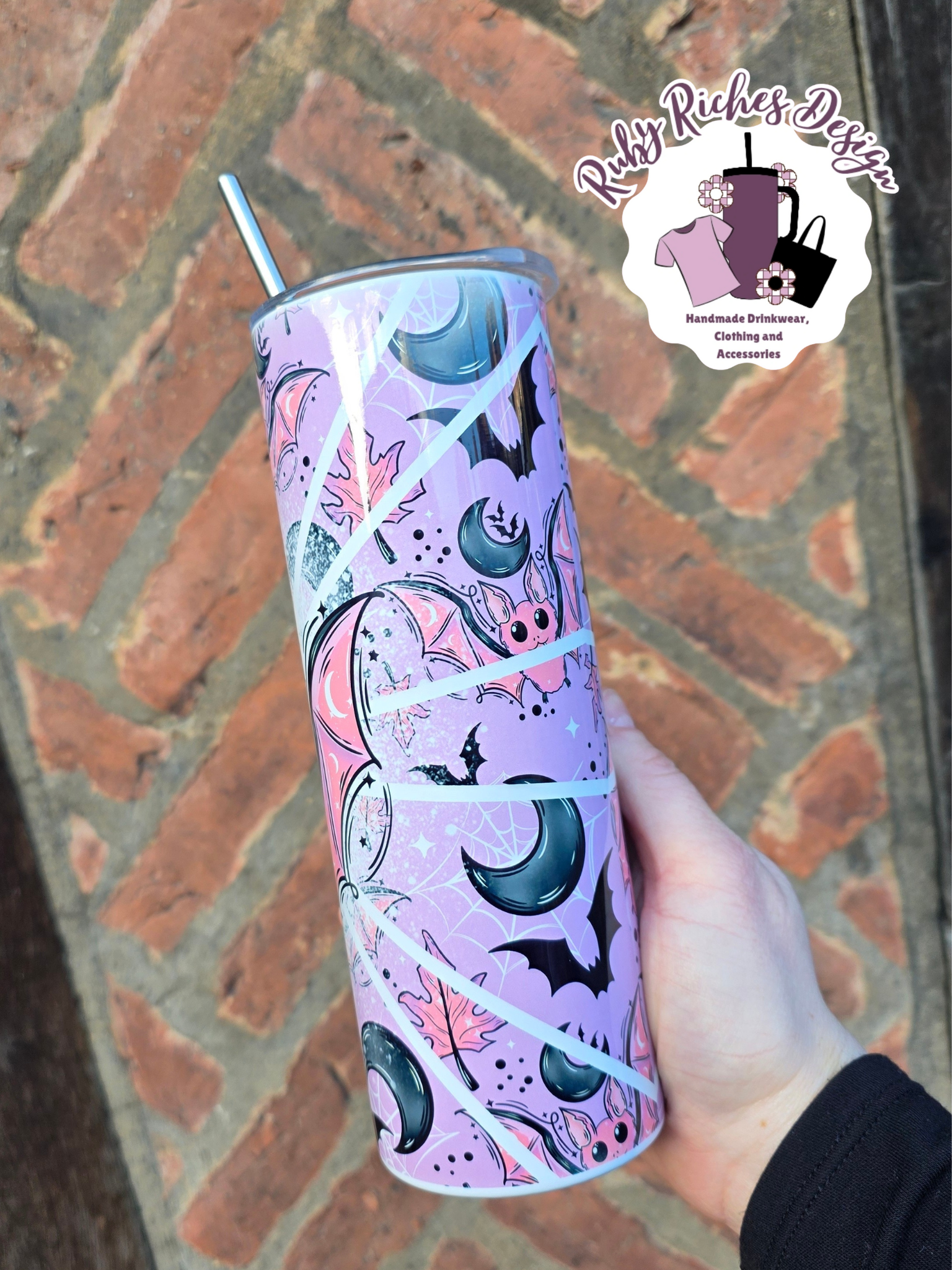 Purple & Black Bat Theme 20oz Metal Tumbler