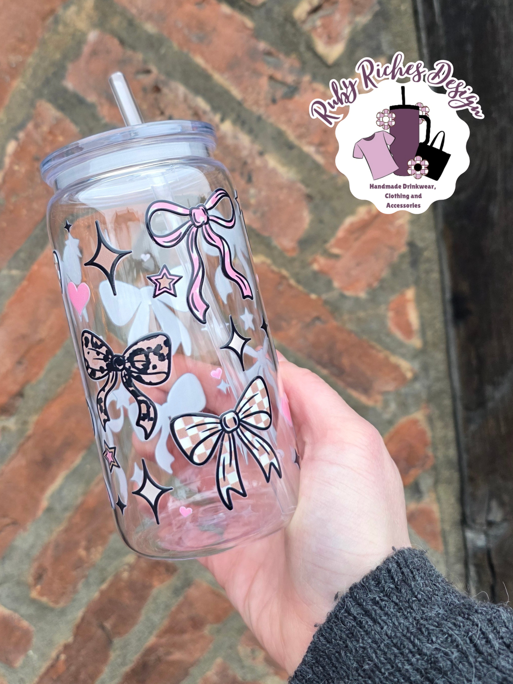 Printed Bows Plastic Tumbler