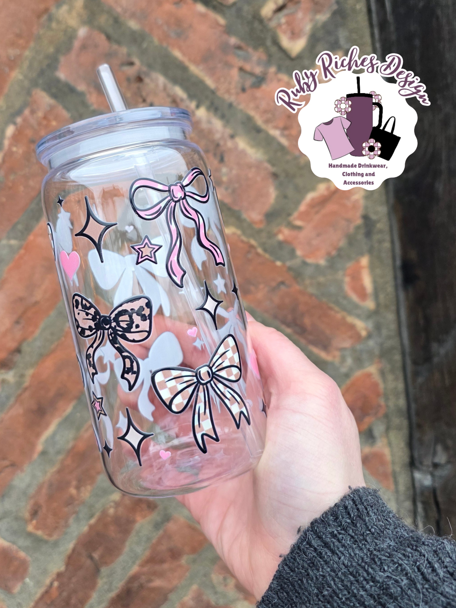 Printed Bows Plastic Tumbler