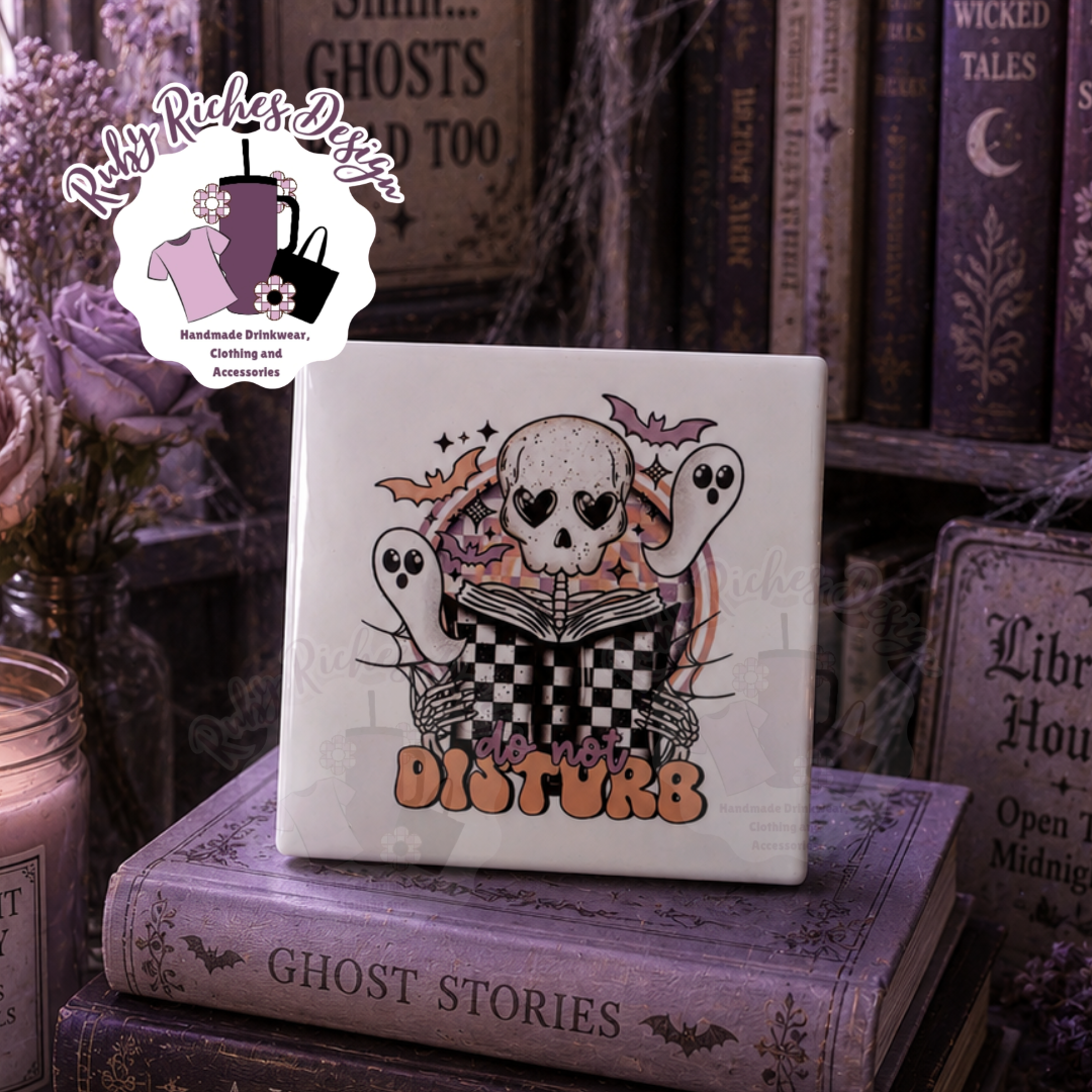 Do Not Disturb Ceramic Bookish Theme Coaster
