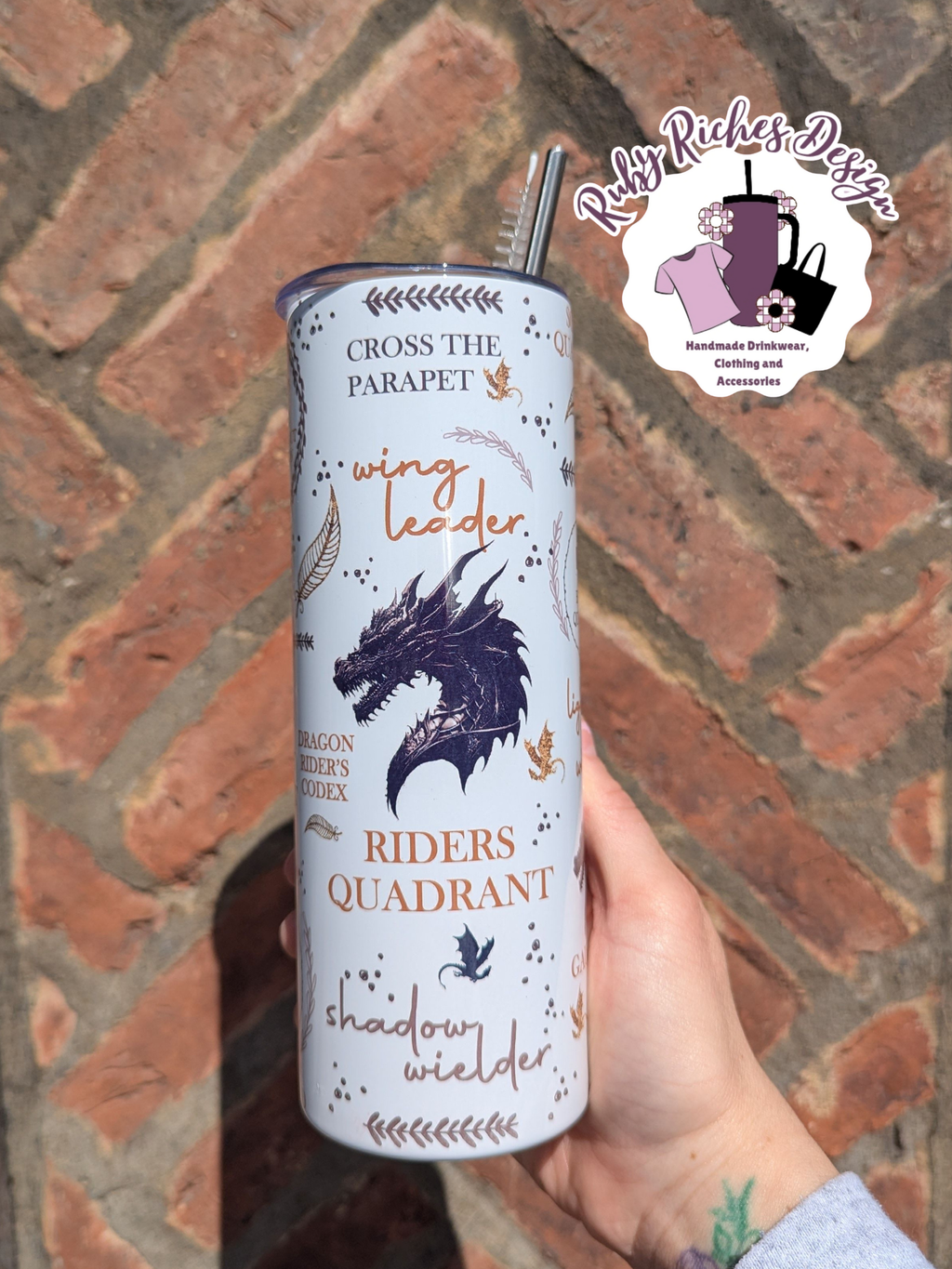 Fourth wing Book Theme 20oz Double Wall Insulated Metal Tumbler